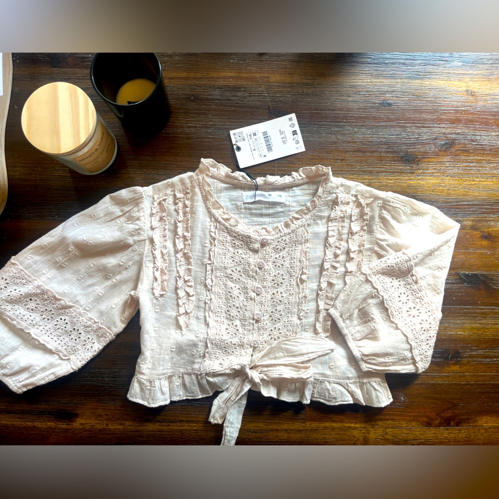 Bnwt Zara cotton ballon sleeve top size 6 girls